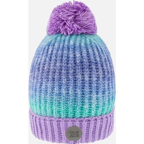 Acrylic Knit Hat, Green & Purple - Hats - 2