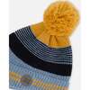 Acrylic Striped Knit Pom Pom Colorblock Hat, Yellow & Blue - Hats - 4