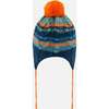 Acrylic Peruvian Knit Hat, Navy & Orange - Hats - 3