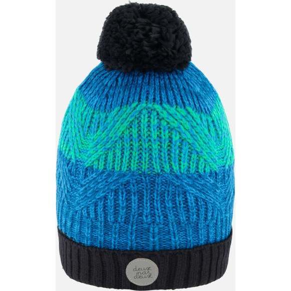 Acrylic Knit Hat, Green & Blue - Hats - 2