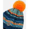 Acrylic Peruvian Knit Hat, Navy & Orange - Hats - 4