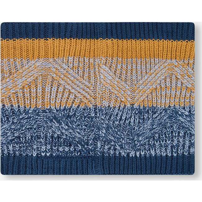 Acrylic Knit Neckwarmer, Navy & Chocolate - Scarves - 3