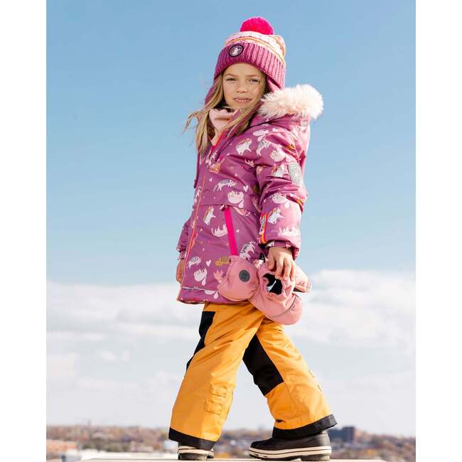 Little Cat Print 2-Piece Snowsuit, Golden Oak - Snowsuits - 3