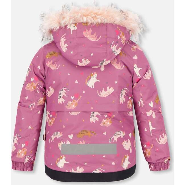 Little Cat Print 2-Piece Snowsuit, Golden Oak - Snowsuits - 5