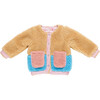 Girls Ruth Jacket, Camel Color Block - Fleece & Sherpa Jackets - 1 - thumbnail