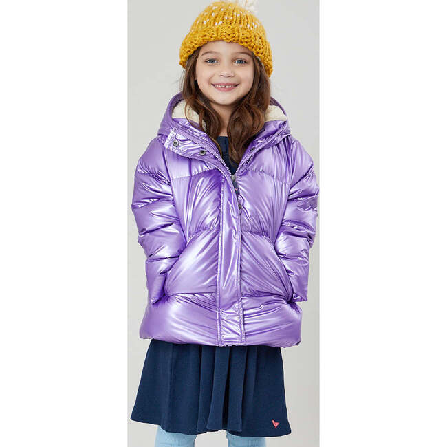 Girls Pete Puffer, Purple Metallic - Puffers & Down Jackets - 2