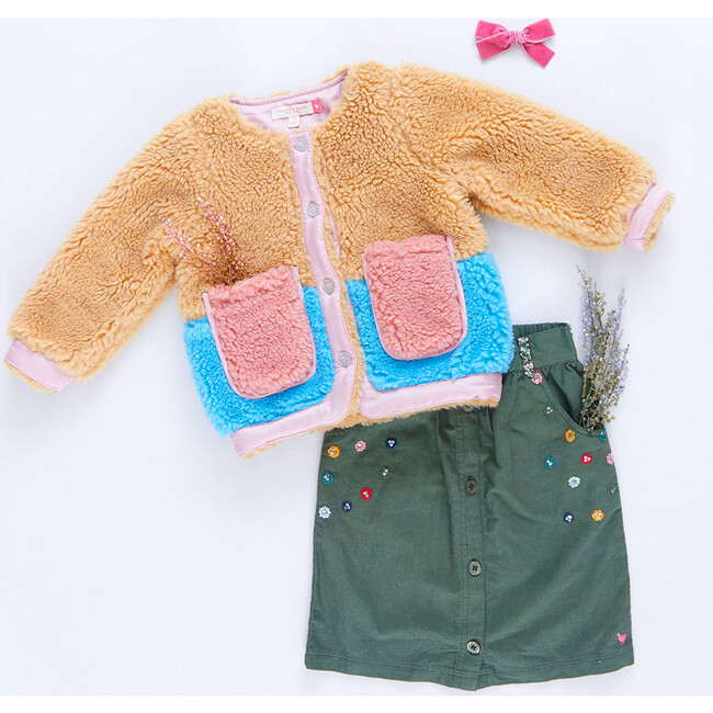 Girls Ruth Jacket, Camel Color Block