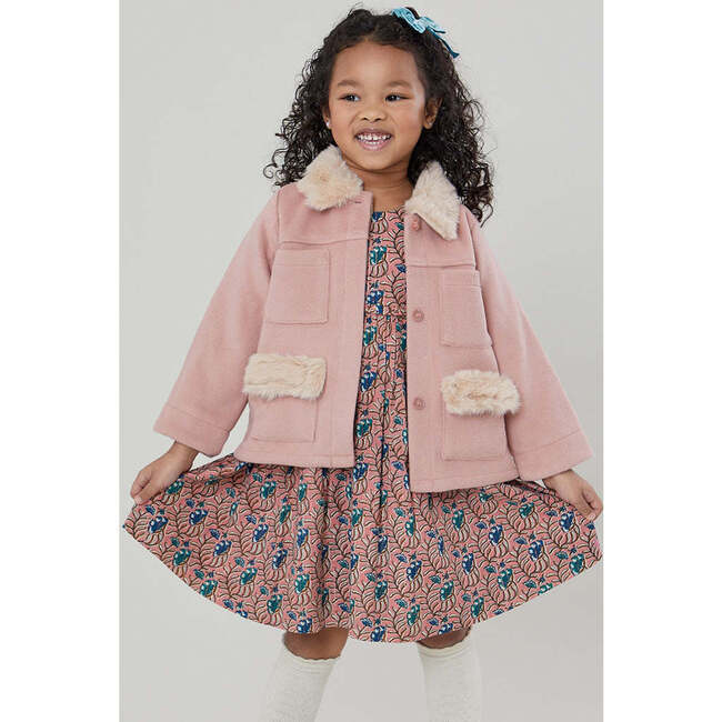 Girls Tony Jacket, Pink - Faux Fur Coats - 2