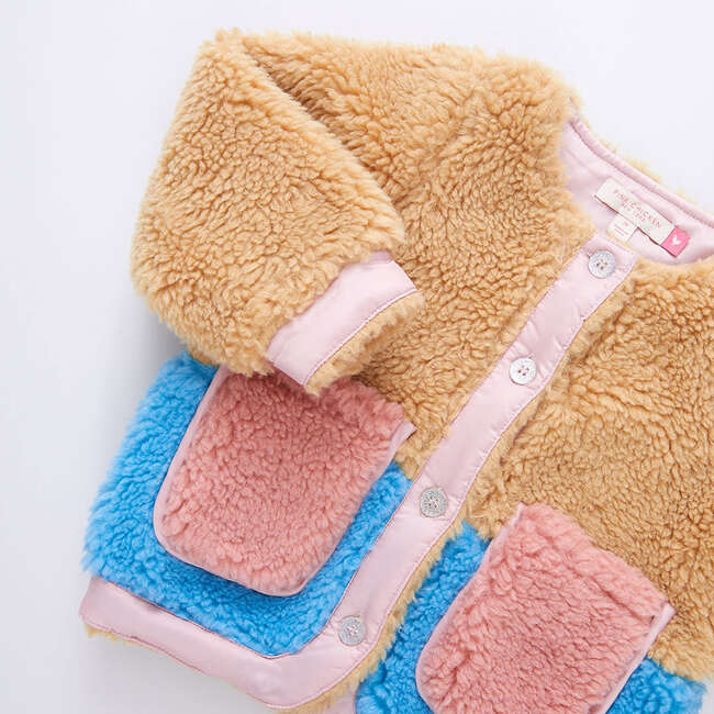 Girls Ruth Jacket, Camel Color Block - Fleece & Sherpa Jackets - 3