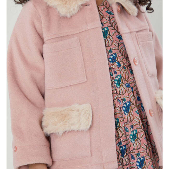 Girls Tony Jacket, Pink - Faux Fur Coats - 3