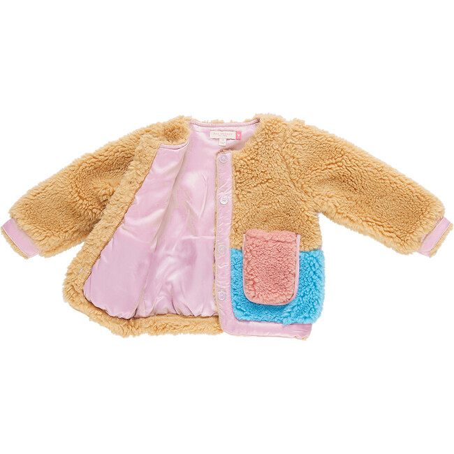 Girls Ruth Jacket, Camel Color Block - Fleece & Sherpa Jackets - 4