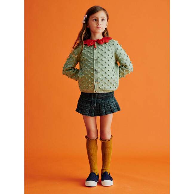 Skating Pond Knit Pleated Mini Yoke Skirt, Camp Green - Misha 