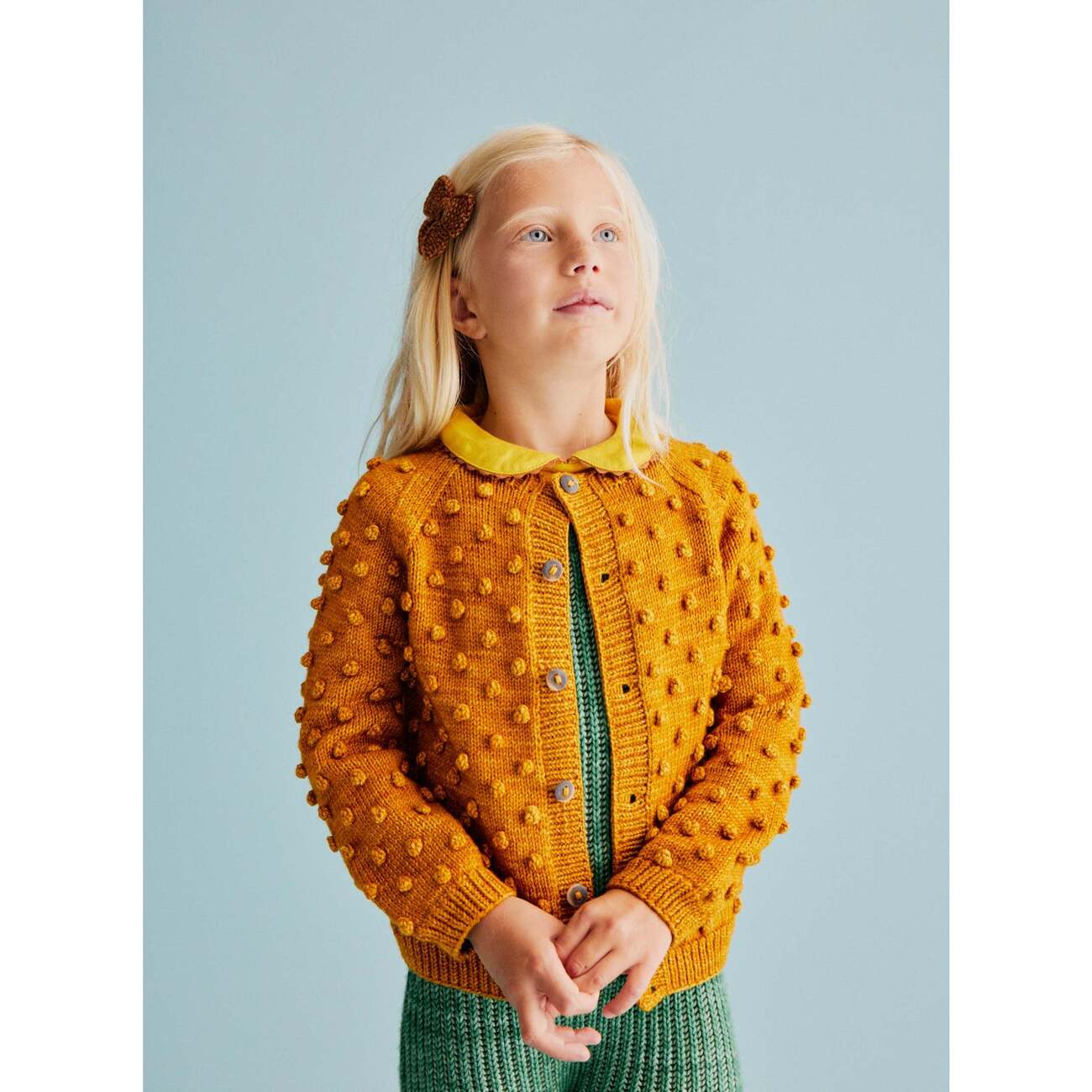 Popcorn Knit Buttoned Cardigan, Marigold - Misha & Puff Sweaters 