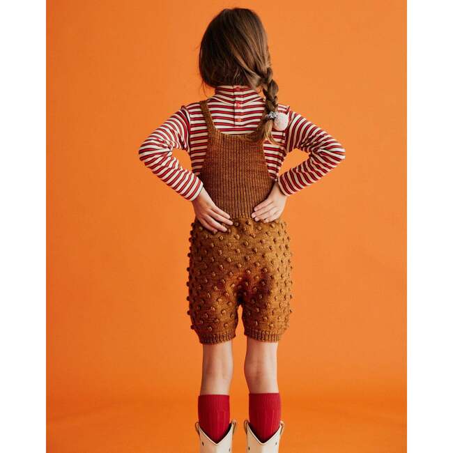 Popcorn Knit Ribbed Yoke Romper, Acorn - Rompers - 3