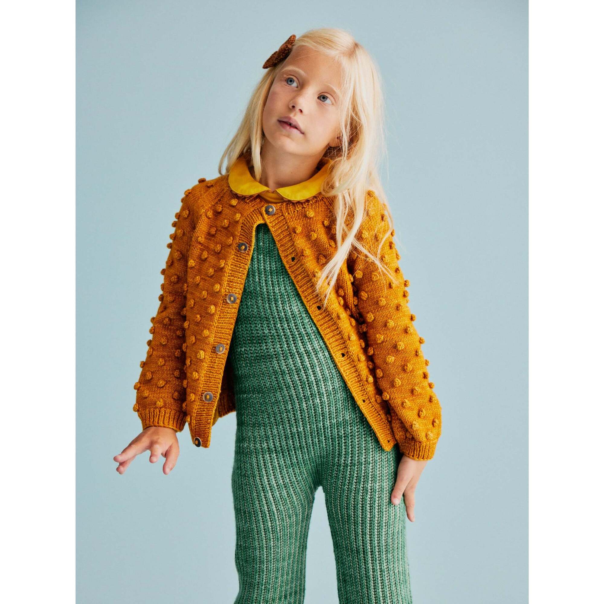 Popcorn Knit Buttoned Cardigan, Marigold - Misha & Puff Sweaters 