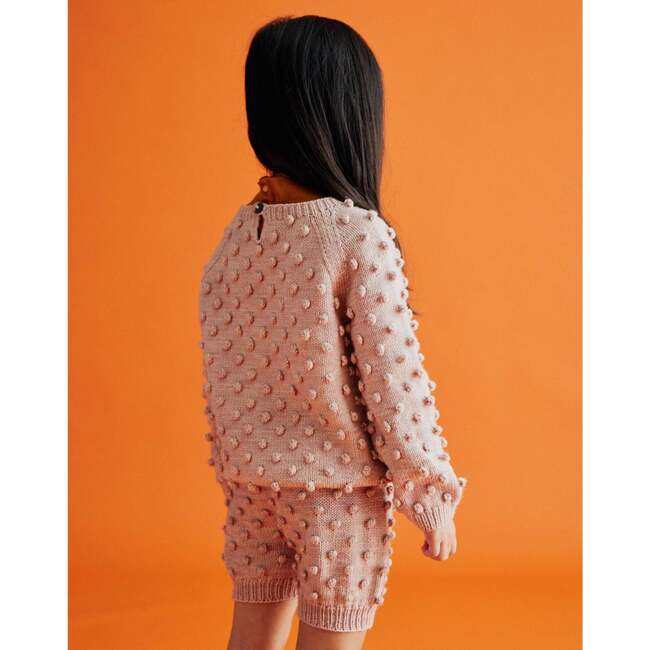 Popcorn Knit Long Sleeve Sweater, Rosette - Sweaters - 4