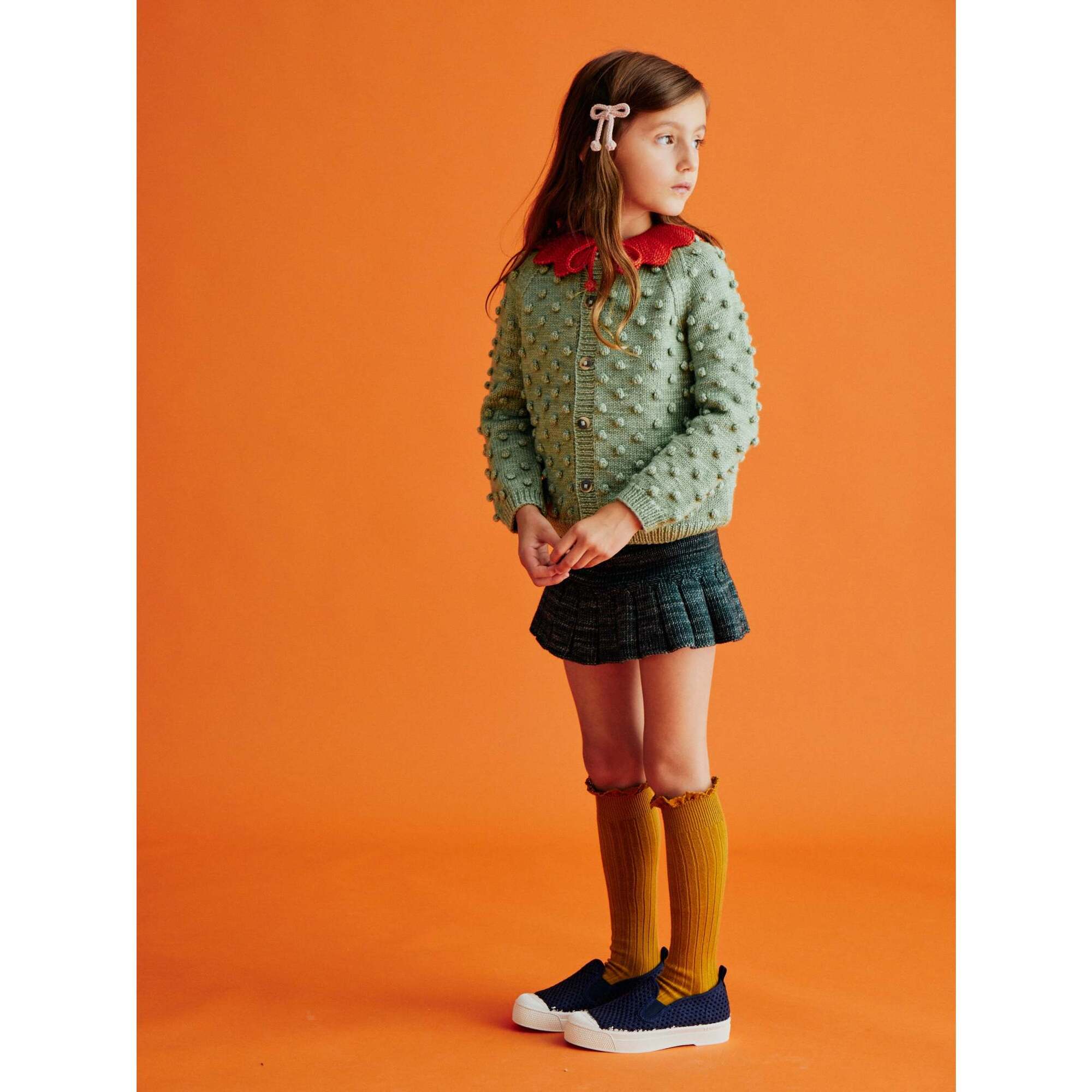 Skating Pond Knit Pleated Mini Yoke Skirt, Camp Green - Misha 