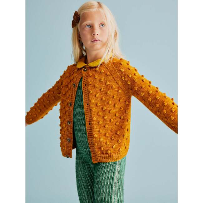 Popcorn Knit Buttoned Cardigan, Marigold - Cardigans - 4