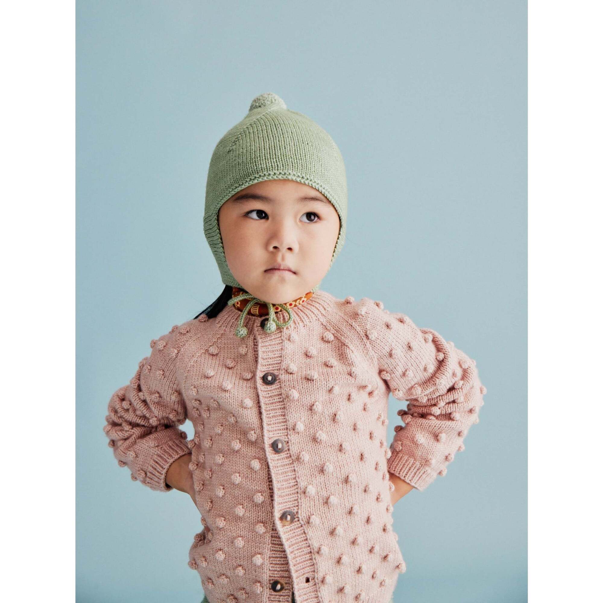 Popcorn Knit Buttoned Cardigan, Rosette - Misha & Puff Sweaters 