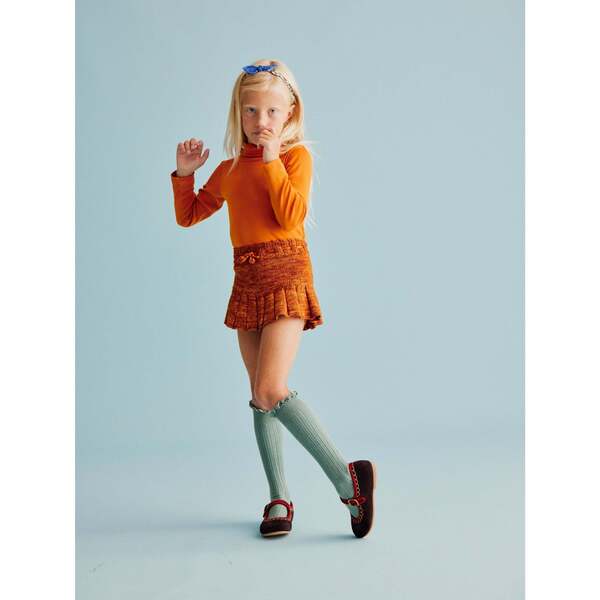 Skating Pond Knit Pleated Mini Yoke Skirt, Fox - Misha