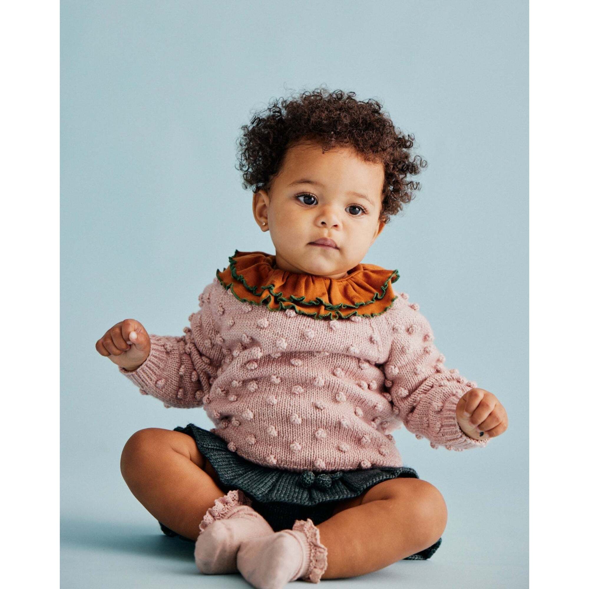 Popcorn Knit Long Sleeve Sweater, Rosette - Misha & Puff Sweaters