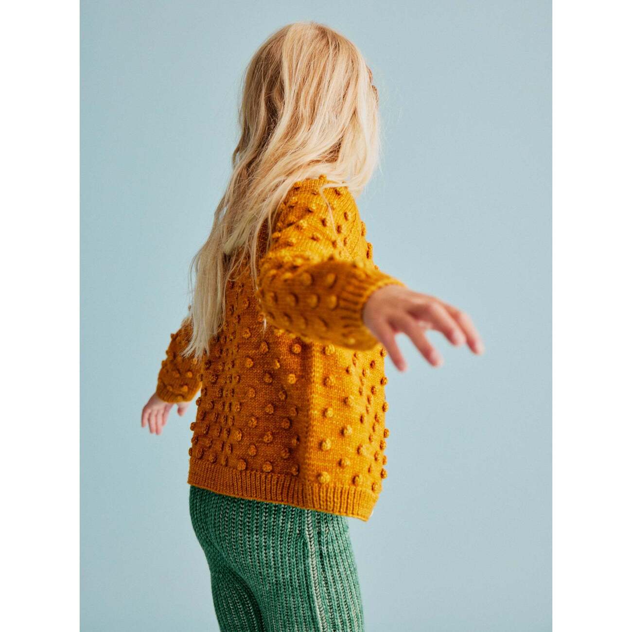 Popcorn Knit Buttoned Cardigan, Marigold - Misha & Puff Sweaters |  Maisonette