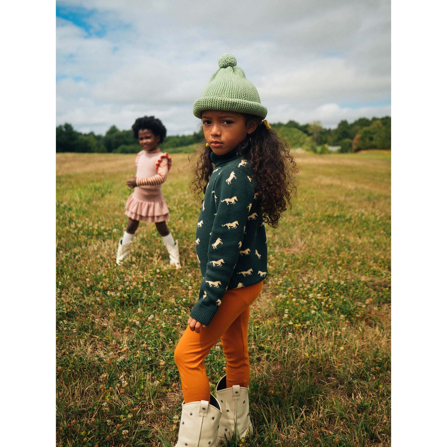 misha&puff ポンポン付きニット帽 indigo garter Hat misha&puff ポンポン付きニット帽 indigo garter Hat misha&puff