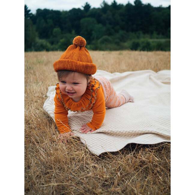 Garter Knit Pom Pom Hat, Fox - Hats - 3