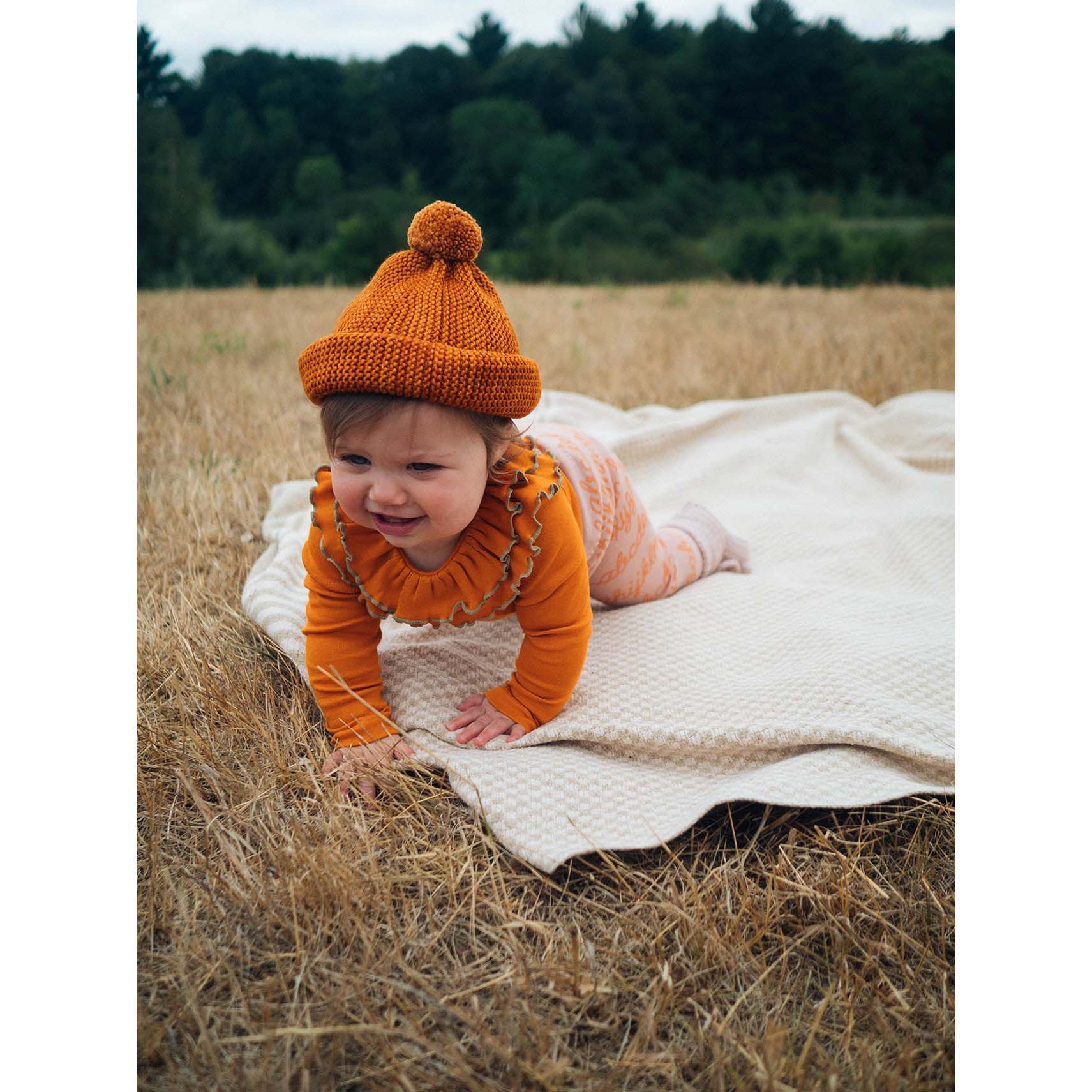 Garter Knit Pom Pom Hat, Fox - Misha & Puff Hats, Scarves & Gloves