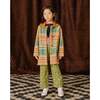 Boiled Wool Knit Kitchen Plaid Coat, Bottle Green - Jackets - 2