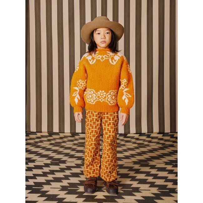 Boucle Simple Antique Floral Sweater, Squash Blossom - Sweaters - 2