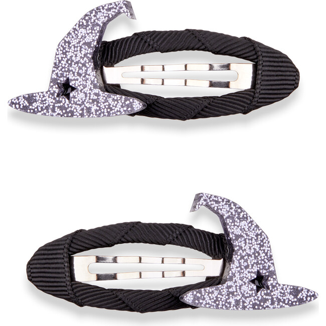 Witch Hat Hair Clips, Grey Glitter - Hair Accessories - 1