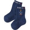 Embroidery Double B Crew Socks, Navy - Socks - 1 - thumbnail