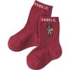 Embroidery Double B Crew Socks, Red - Socks - 1 - thumbnail