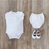 Smocked Short Sleeve Bodysuit, White - Onesies - 2