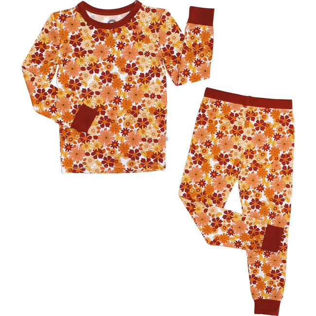 Fall Floral Bamboo Long Sleeve Kids Pajama Pants Set