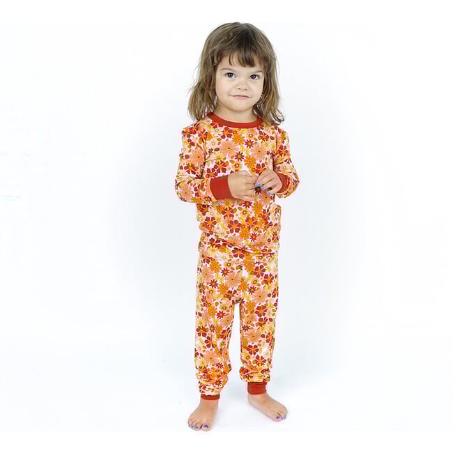Fall Floral Bamboo Long Sleeve Kids Pajama Pants Set - Pajamas - 2
