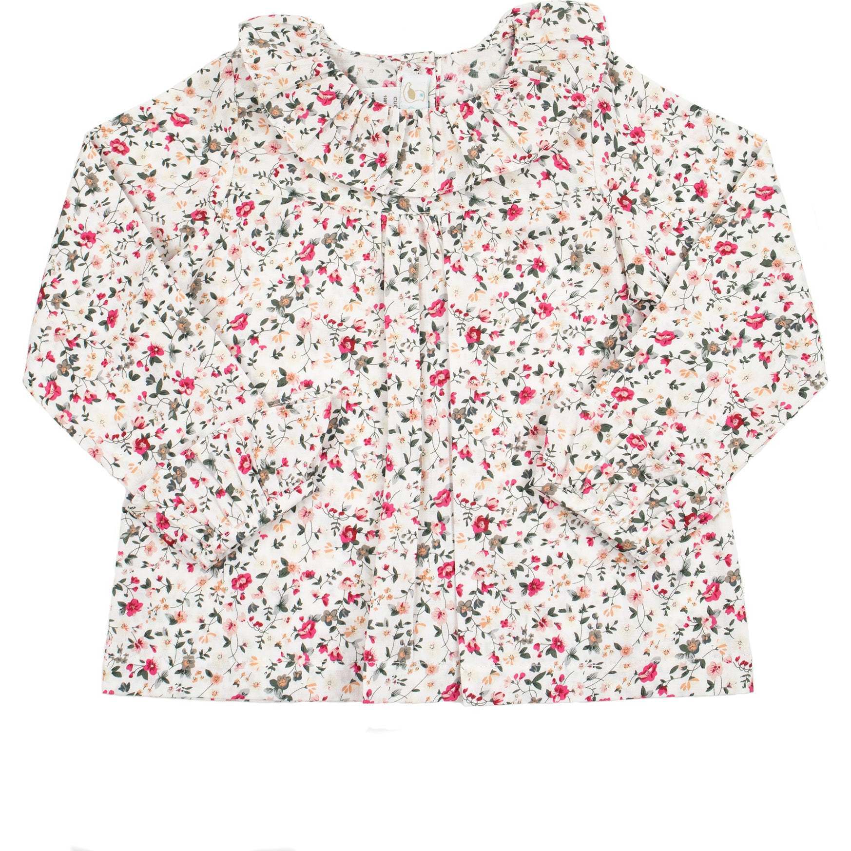 Holiday Floral Ruffle Blouse, Red Multi - Blouses - 1