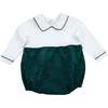 Elegant Jersey Corduroy Bubble Romper, Green - Rompers - 1 - thumbnail