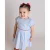 Gingham Pleated Dress, Blue - Dresses - 2