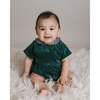 Gingham Corduroy Bubble Romper, Green - Rompers - 2