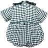Gingham Bubble Romper, Green - Rompers - 3