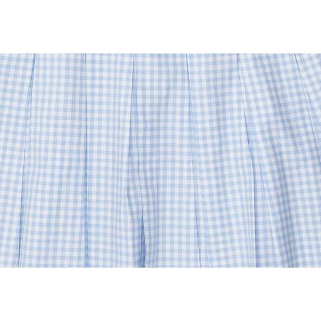 Gingham Pleated Dress, Blue - Dresses - 4