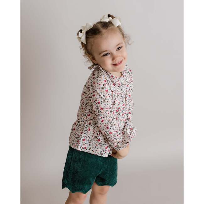 Corduroy Scalloped Hem Shorts, Green - Shorts - 3