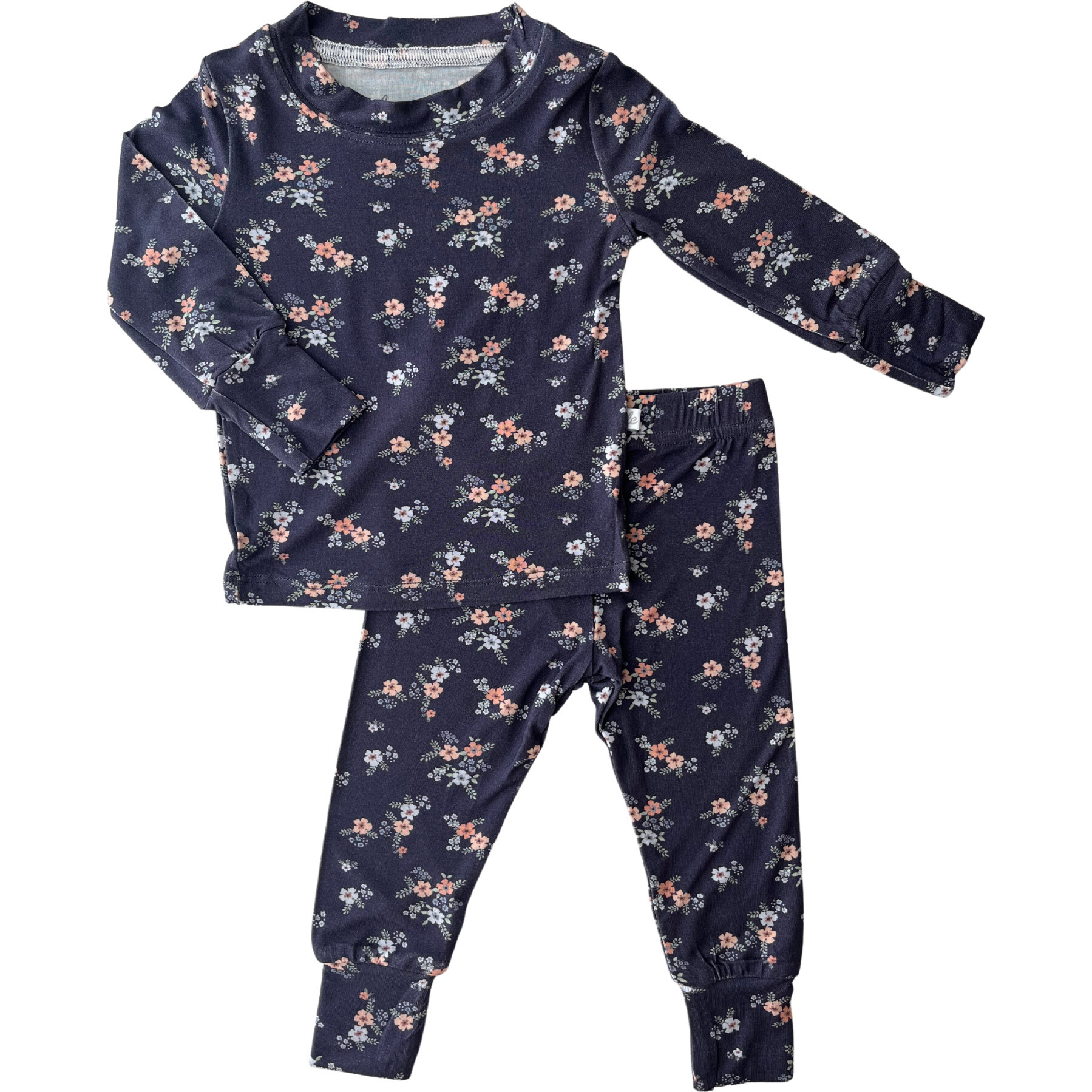 Ditsy Bamboo Two-Piece Set, Blue - Pajamas - 1