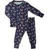 Ditsy Bamboo Two-Piece Set, Blue - Pajamas - 1 - thumbnail