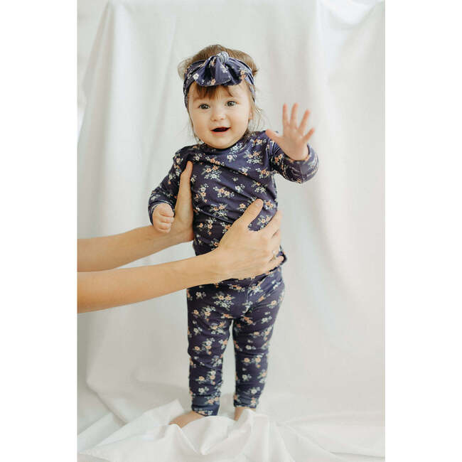 Ditsy Bamboo Two-Piece Set, Blue - Pajamas - 6