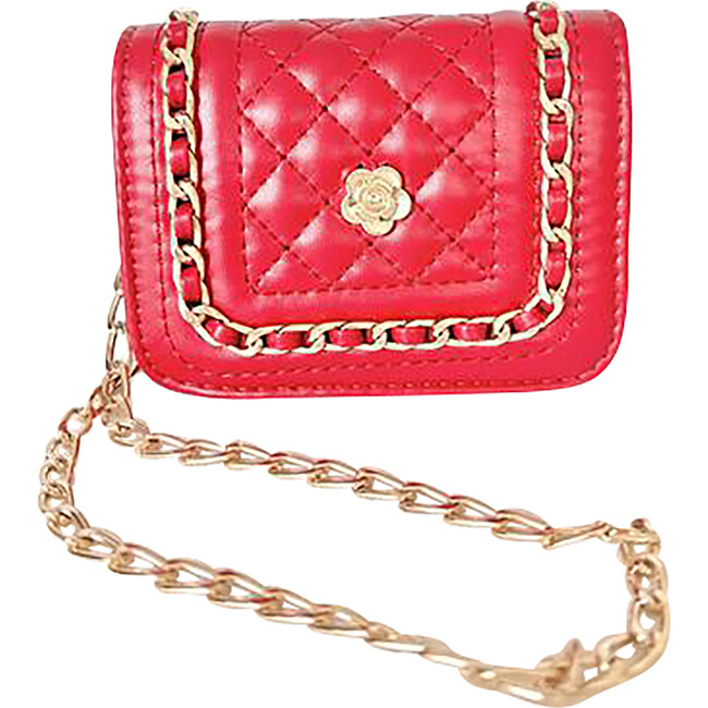 Red Faux Leather Chain Purse
