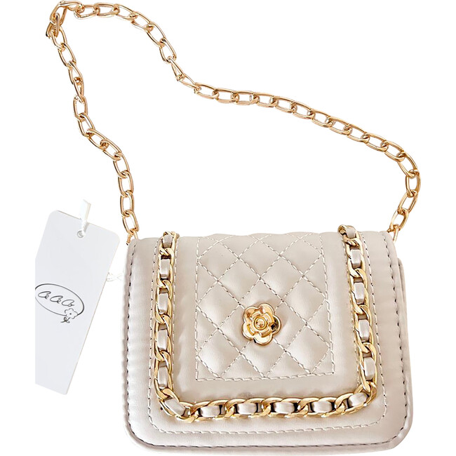 Ivory Faux Leather Chain Purse