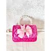 Hot Pink Velvet Diamond Bow Purse - Bags - 2